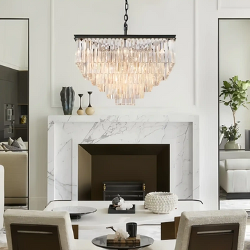 1920s Odaon Crystal Square Chandelier 22" 34" 47"-47''-Matte Black-Blushlighting