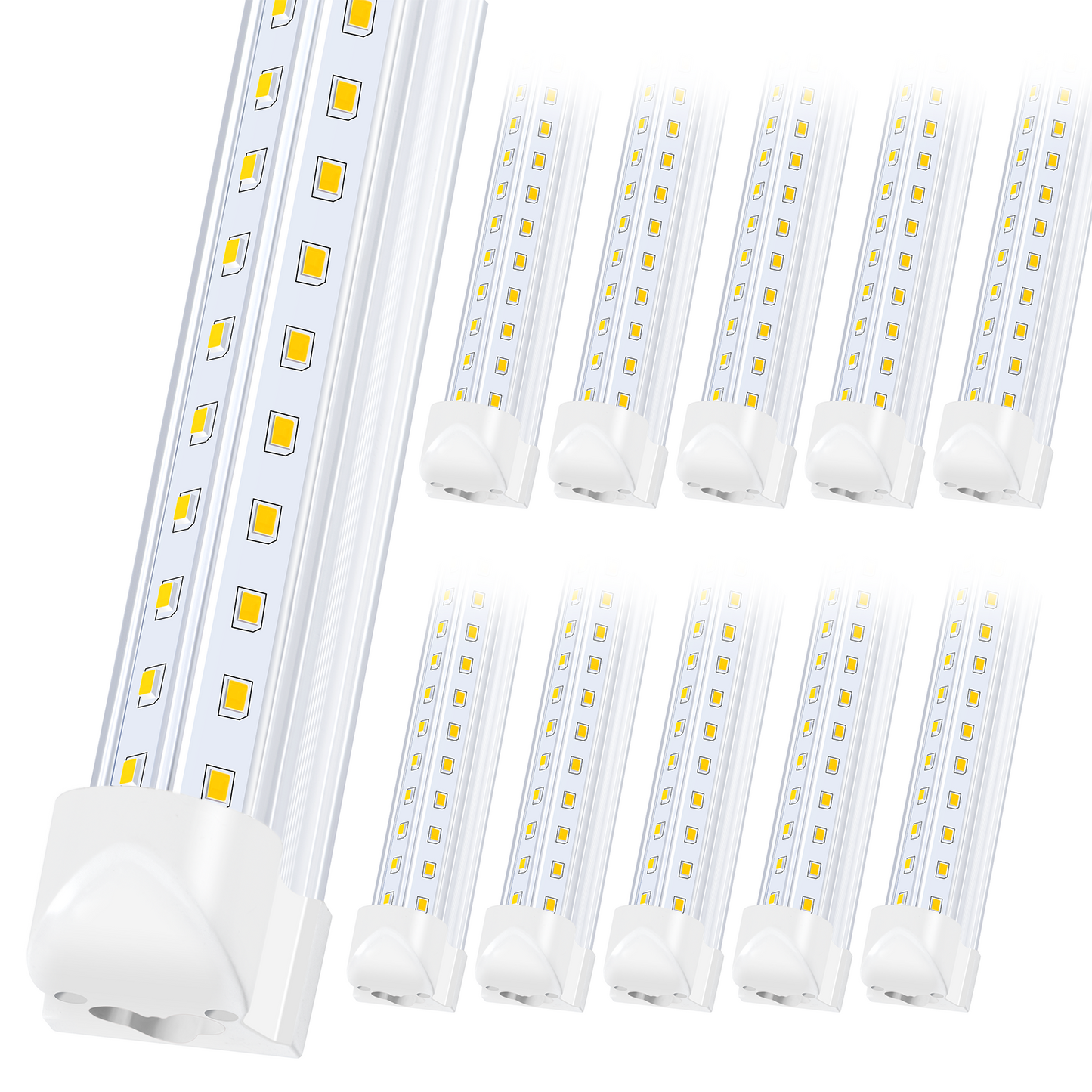 30-Pack 8FT LED Tube Light Fixtures, 90W 10000 Lumens, 5000K Daylight White, Integrated V-Shaped T8 Shop Lights, Clear Cover for Garage, Warehouse, Basement, Workshop & Commercial Lighting
