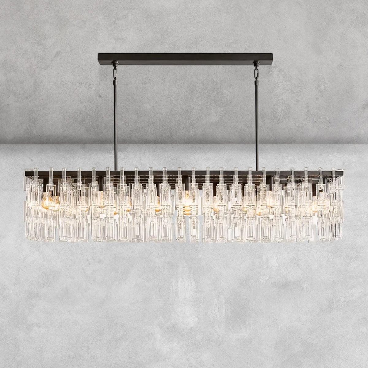 Aurelia K9 Crystal Modern Rectangular Chandelier 60"