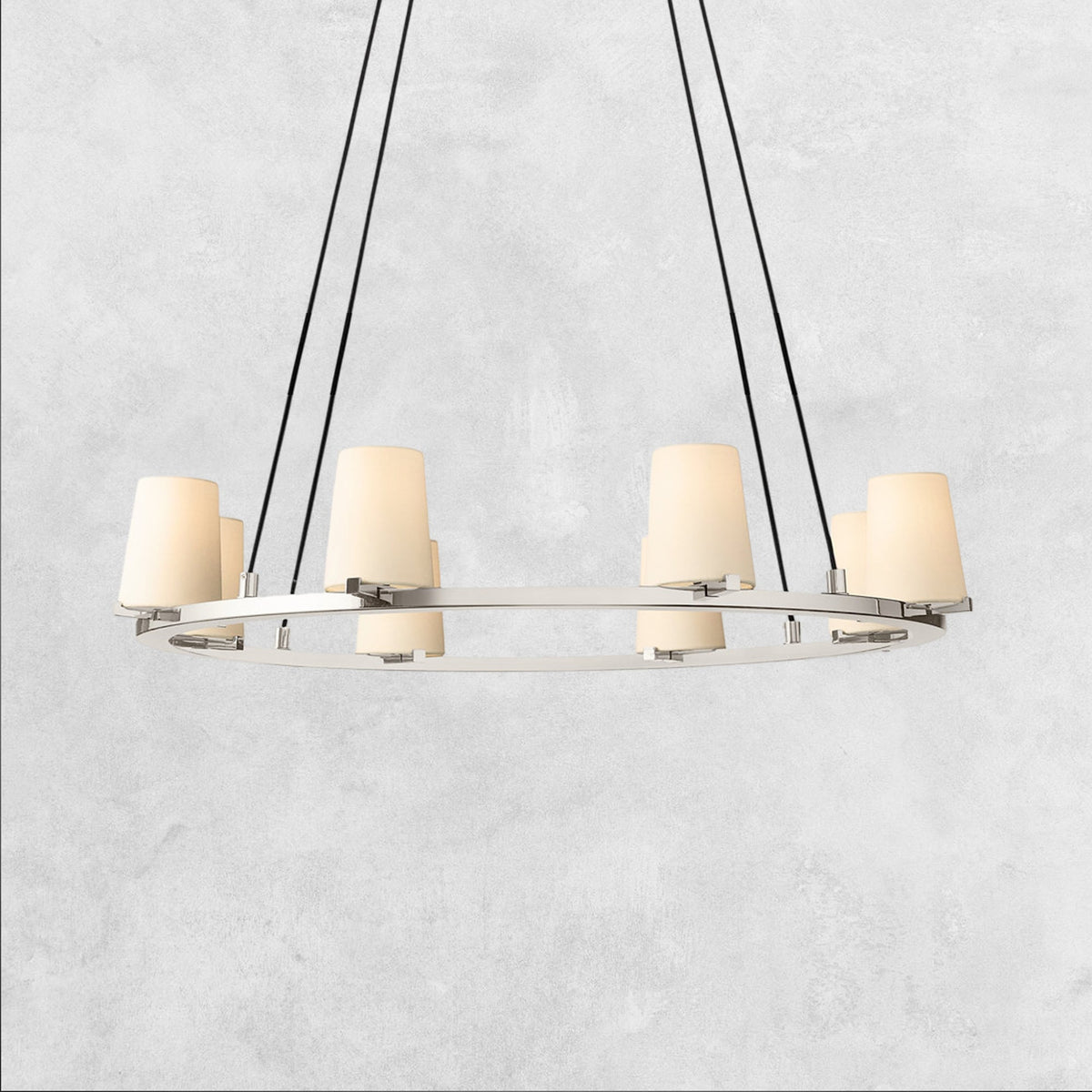Pauilla Fabric Shade Round Chandelier 36" 48" 60″