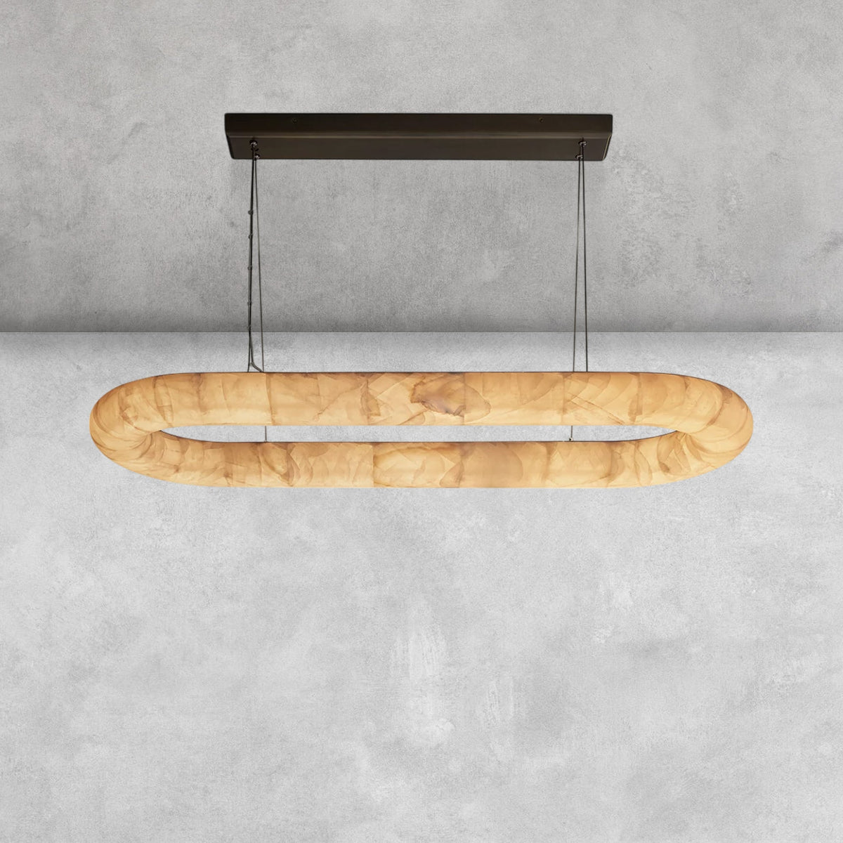 Riora Lisse Alabaster Oval Chandelier 57" 74"