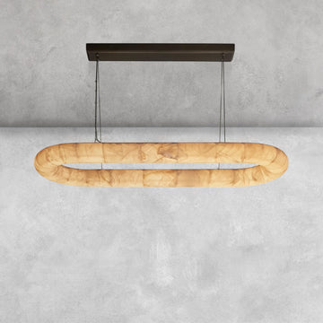 Riora Lisse Alabaster Oval Chandelier 57" 74"