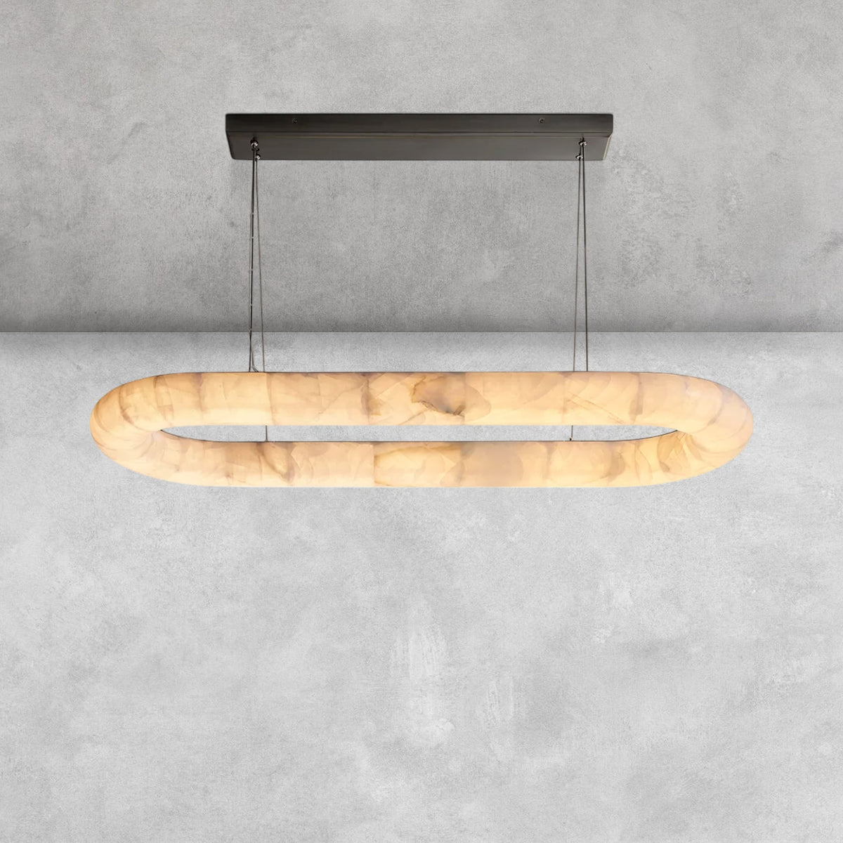 Riora Lisse Alabaster Oval Chandelier 57" 74"