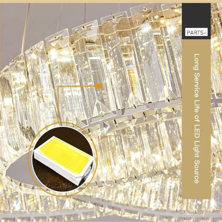 6 Tier Crystal Ring Chandelier for High Ceiling - ChromeWarm white 3000Kgayusan