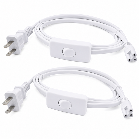 2Pack T5 T8 LED Wire Connector Power Cord LED Tube Power Corded Electric with Built-in ON/Off Switch (59.06 inch)