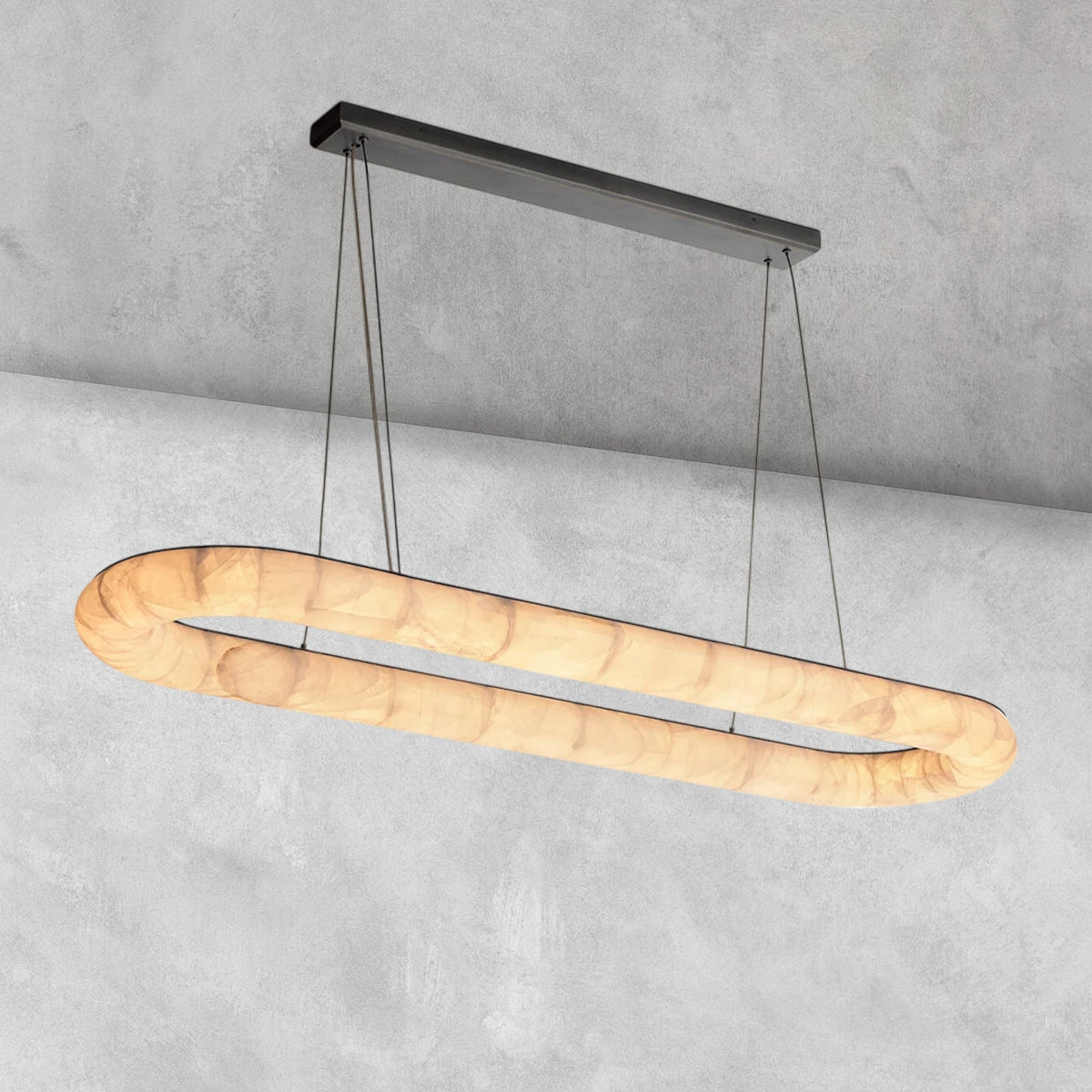 Riora Lisse Alabaster Oval Chandelier 57" 74"