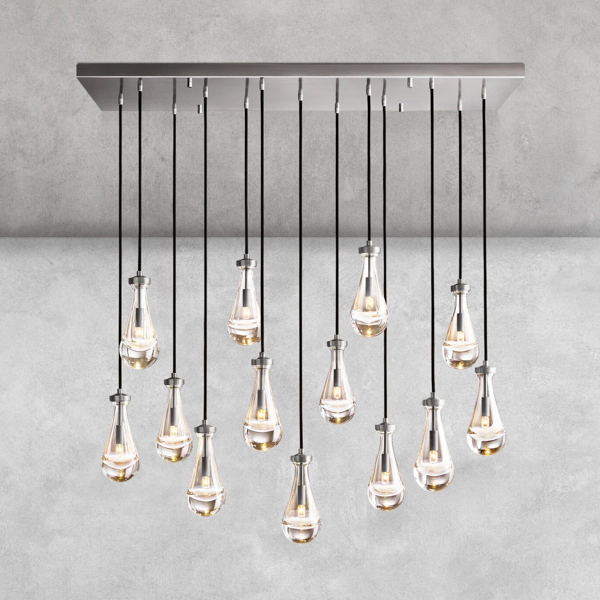 Raindrop Glass Linear Chandelier 54'' 72''