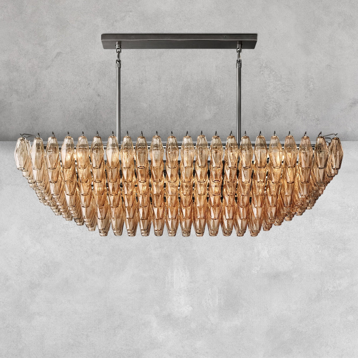 Kiaris Glass Tiered Rectangular Chandelier 54'' 74''