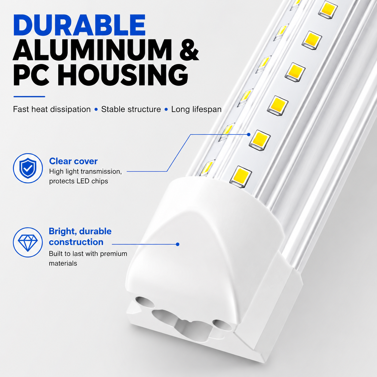 10-Pack 8FT LED Shop Light Fixture,90W 10000LM, 6500K Clear Cove