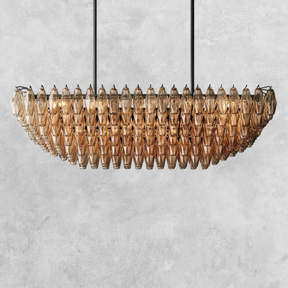 Kiaris Glass Tiered Rectangular Chandelier 54'' 74''