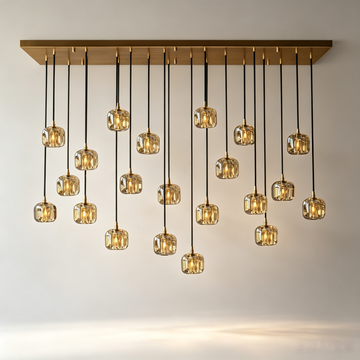 72" 21-Light Amber Crystal Linear Chandelier