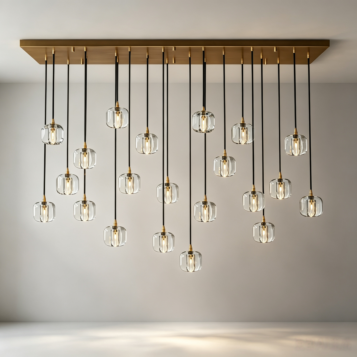 72" 21-Light Clear Crystal Linear Chandelier
