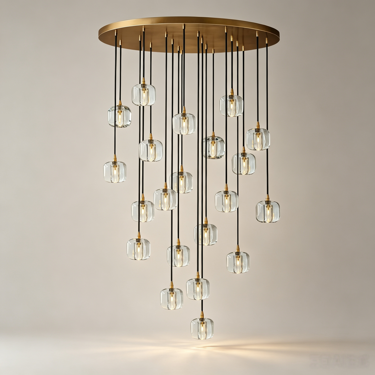 47 Inch Cascading Chandelier with Clear Crystal Drops