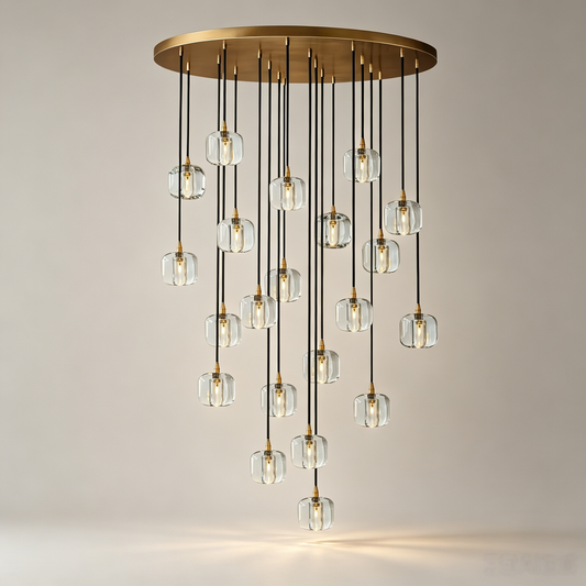 47 Inch Cascading Chandelier with Clear Crystal Drops