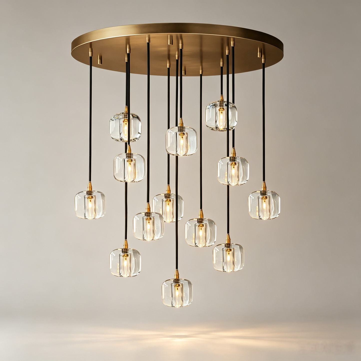 36 Inch Cascading Chandelier with Clear Crystal Drops
