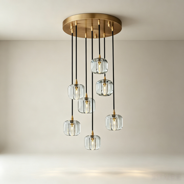 18 Inch Cascading Chandelier with Clear Crystal Drops