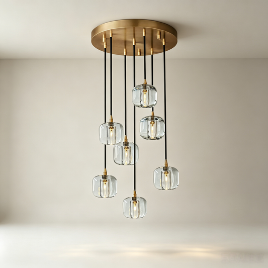 18 Inch Cascading Chandelier with Clear Crystal Drops