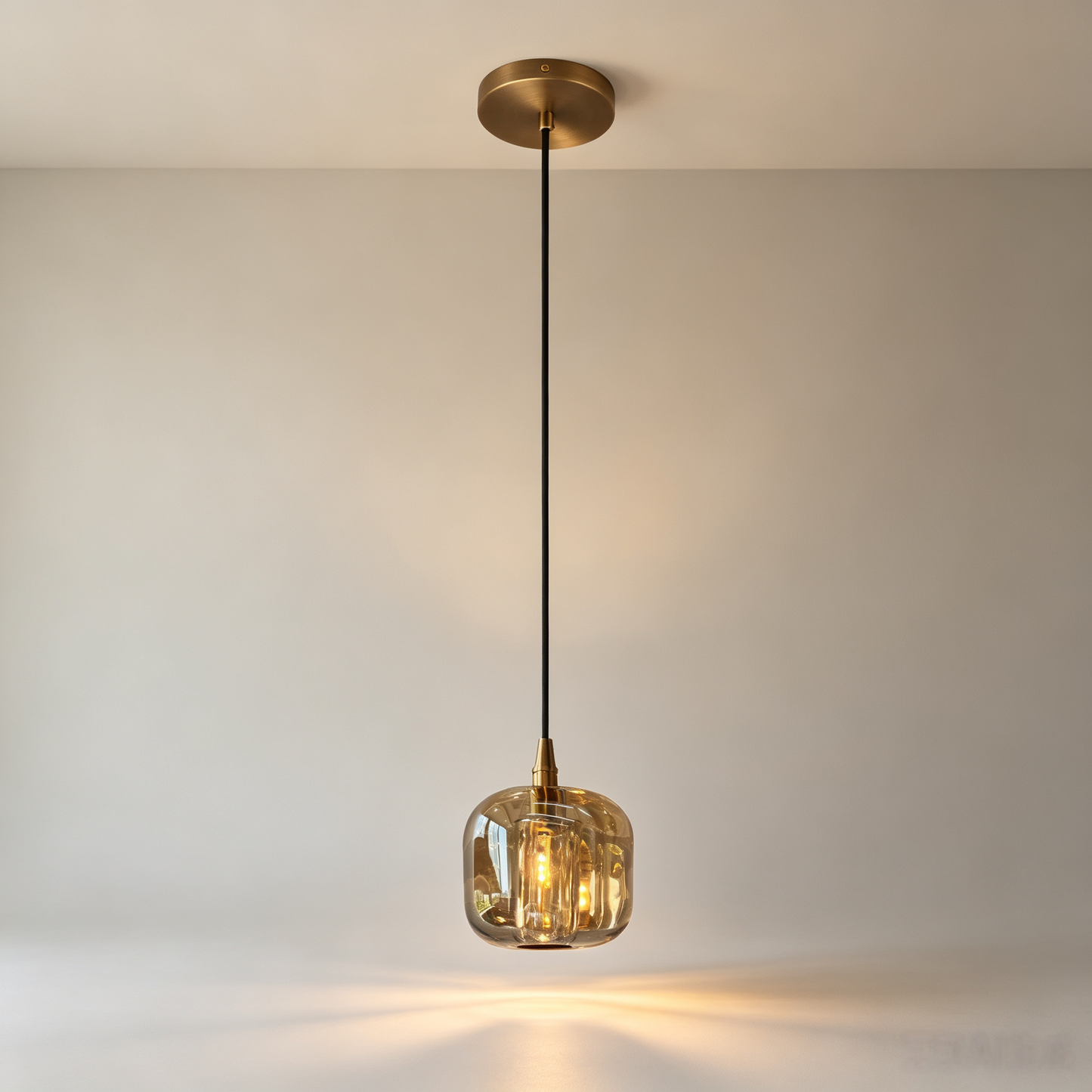 5-Inch Single Light Amber Crystal Pendant