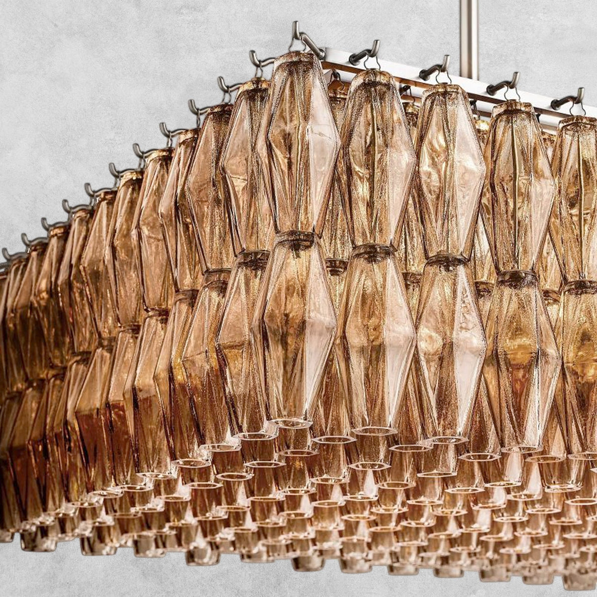 Kiaris Modern Glass Rectangular Glass Chandelier 54" 74″