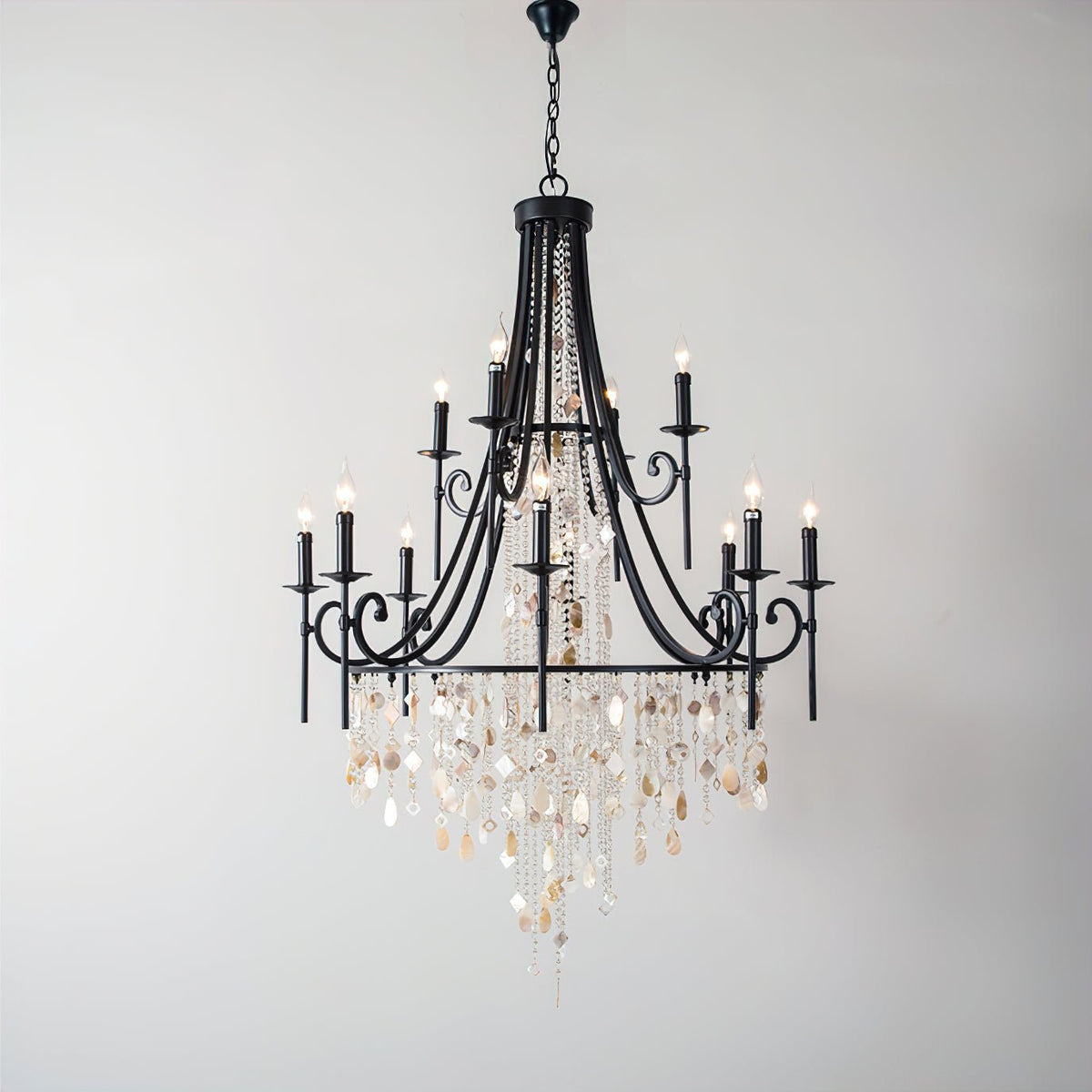 Tatum Lux Shell Crystal Chandelier - Yovalighting