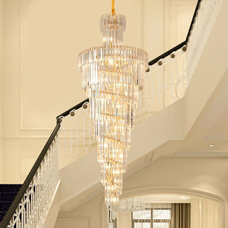 ValleyLamps D39.4"*H236.2"/ 58 Lights Fabulous Extra Length modern Spiral Chandelier Long Crystal Ceiling Lighting For 2story house
