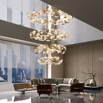 TLL Ginkgo Rings Linear Branch Chandelier