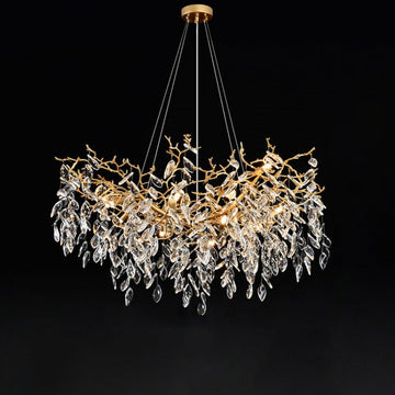 TLL Gold Chandeliers Tree Branch Kitchen, Modern Crystal Chandelier