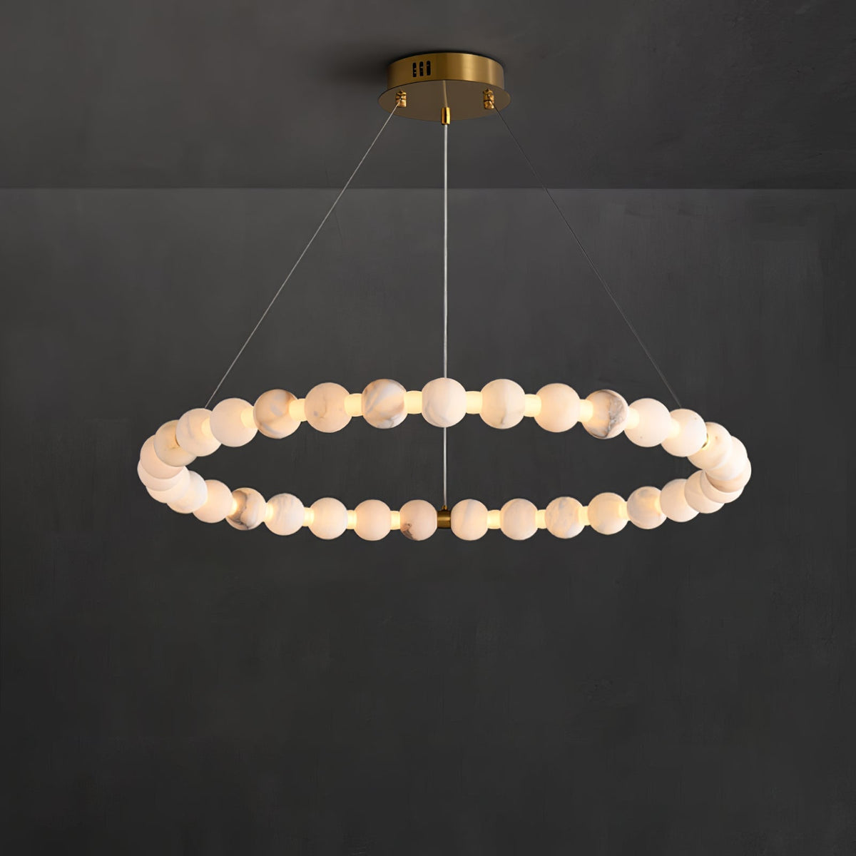 Alabaster Orb Ring Chandelier - ∅ 31.5″ x H 2.4″Gold & WhiteWarm Lightgayusan