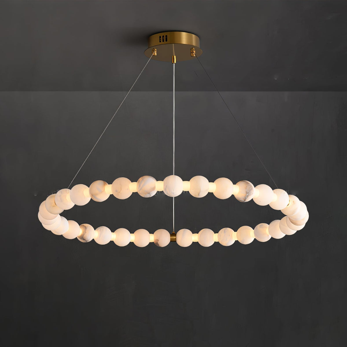 Alabaster Orb Ring Chandelier - ∅ 39.4″ x H 2.4″Gold & WhiteWarm Lightgayusan