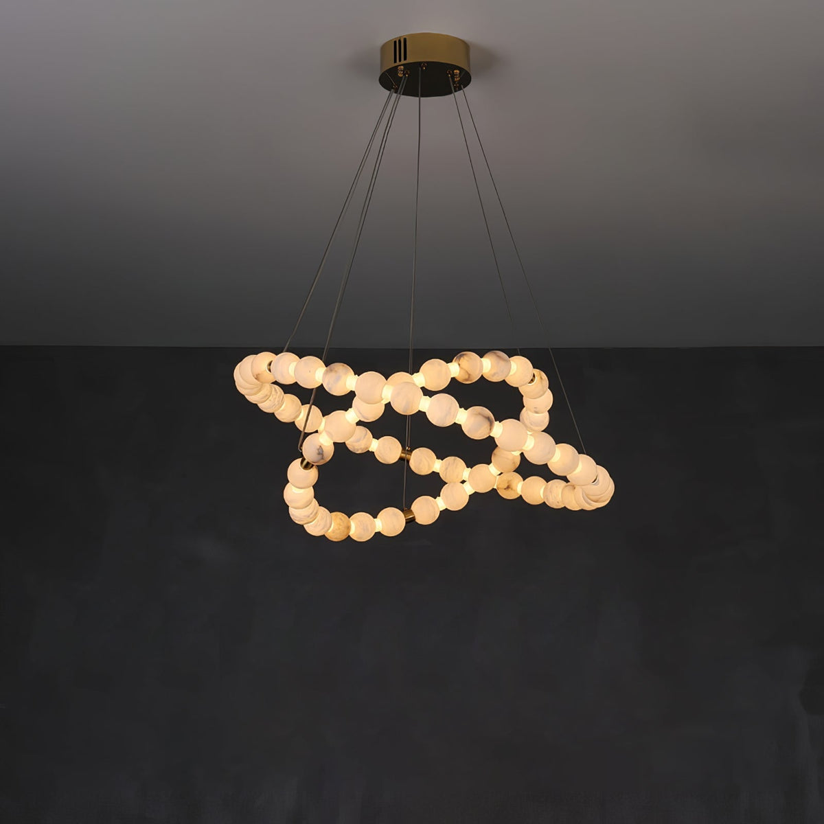Alabaster Orb Ring Chandelier - ∅ 31.5″ x H 2.4″Gold & WhiteWarm Lightgayusan