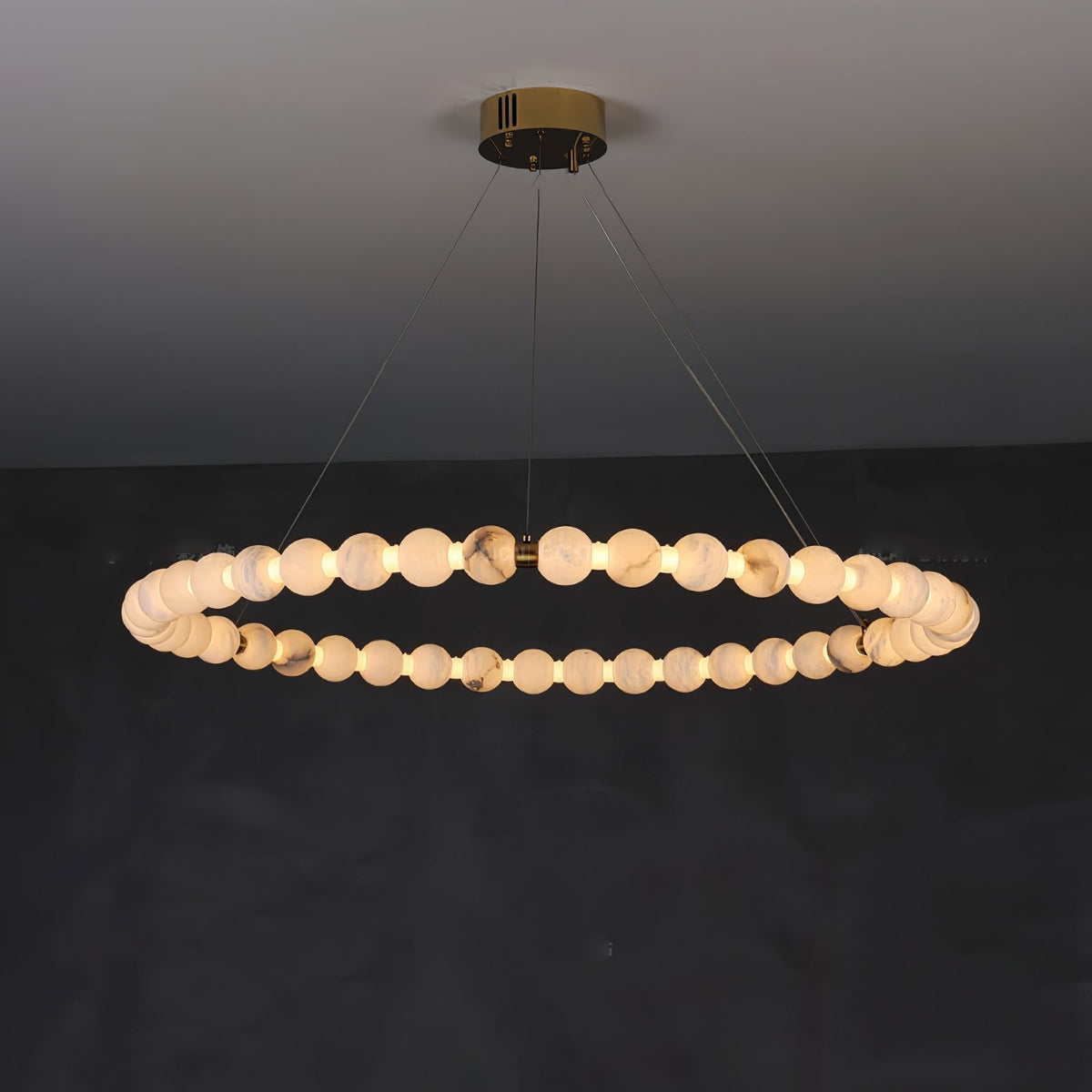 Alabaster Orb Ring Chandelier - ∅ 39.4″ x H 2.4″Gold & WhiteWarm Lightgayusan