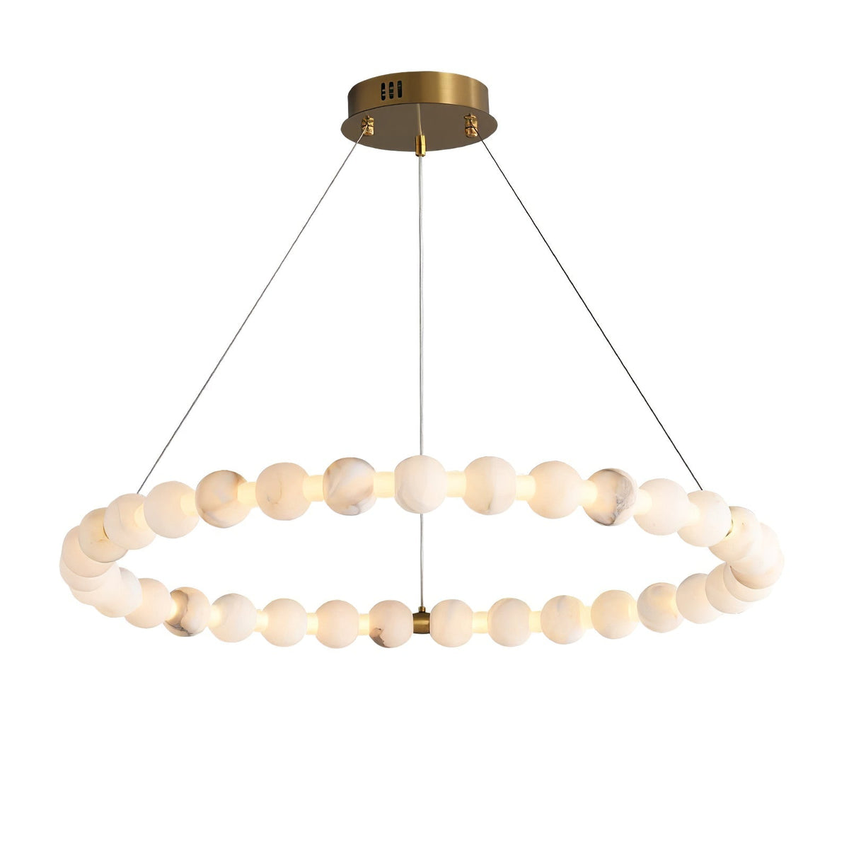 Alabaster Orb Ring Chandelier - ∅ 23.6″ x H 2.4″Gold & WhiteWarm Lightgayusan