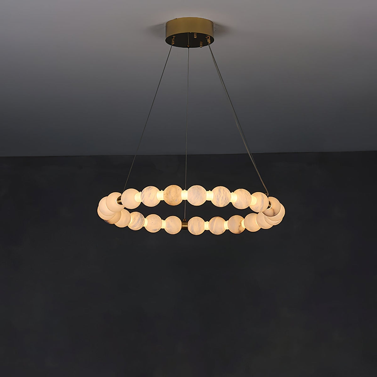 Alabaster Orb Ring Chandelier - ∅ 31.5″ x H 2.4″Gold & WhiteWarm Lightgayusan