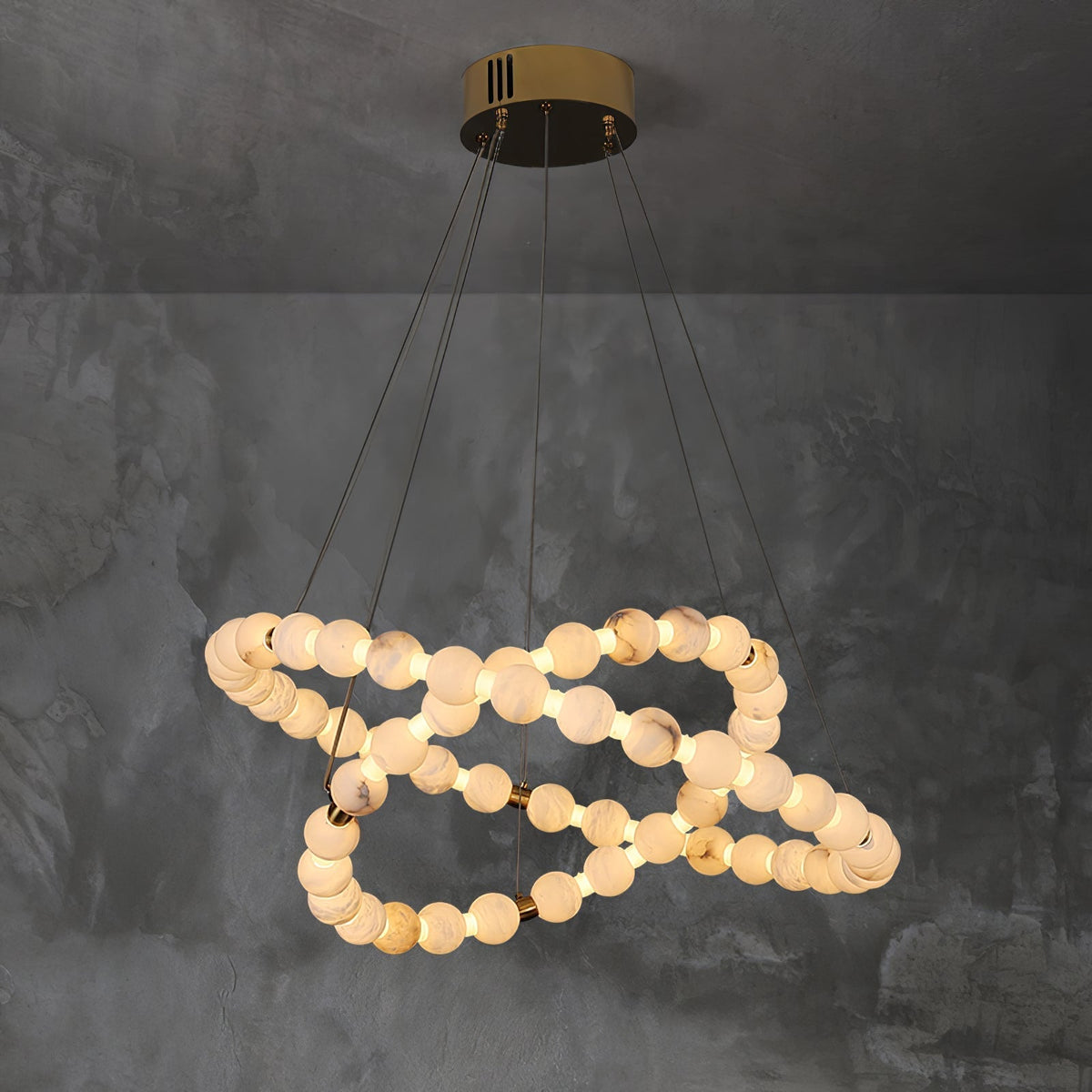 Alabaster Orb Ring Chandelier - ∅ 23.6″ x H 2.4″Gold & WhiteWarm Lightgayusan