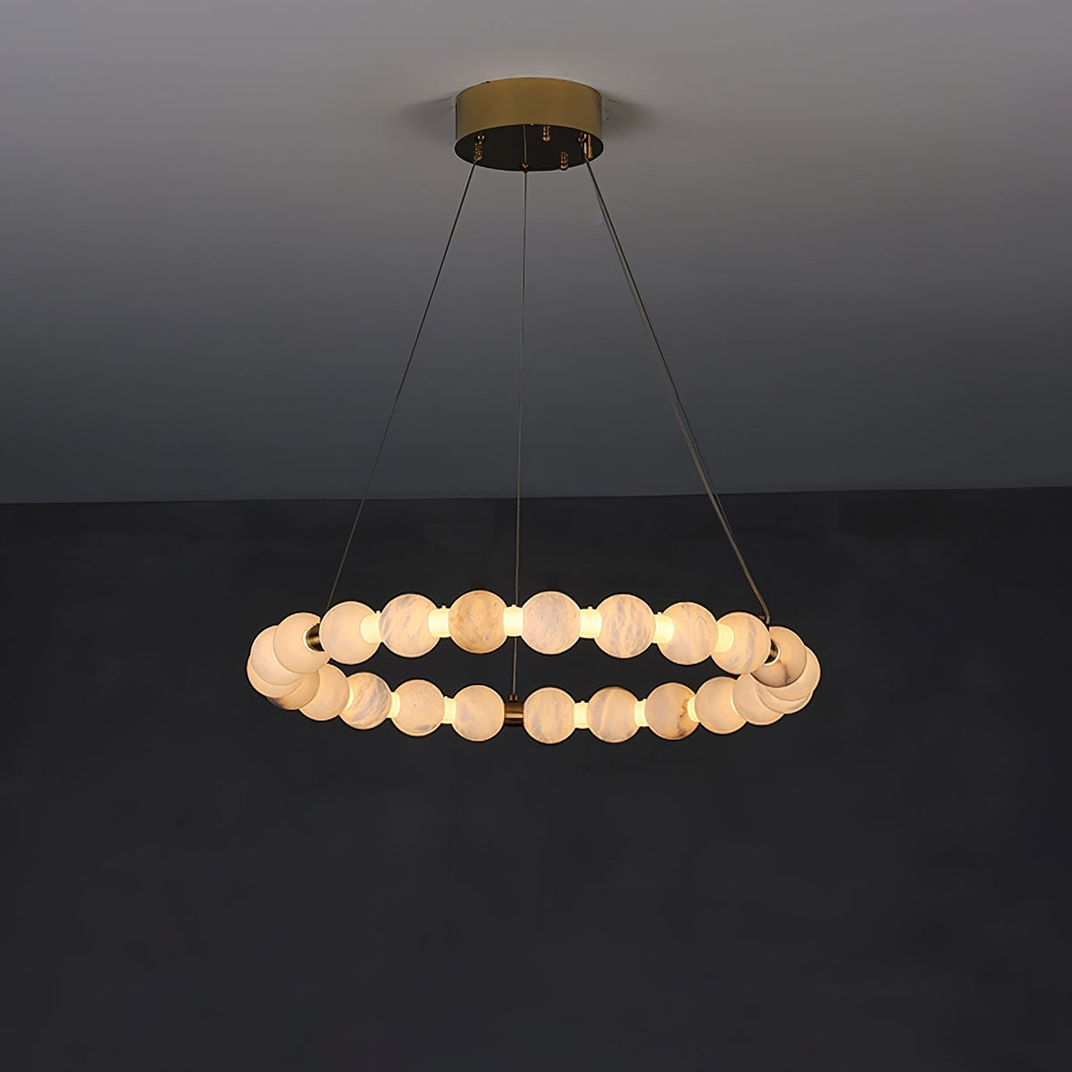 Alabaster Orb Ring Chandelier - ∅ 23.6″ x H 2.4″Gold & WhiteWarm Lightgayusan