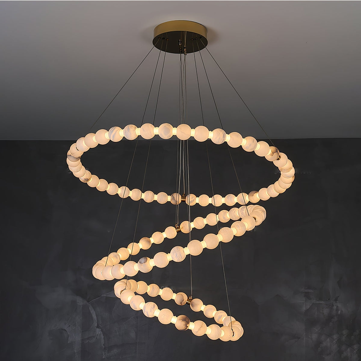 Alabaster Orb Ring Chandelier - ∅ 23.6″ x H 2.4″Gold & WhiteWarm Lightgayusan