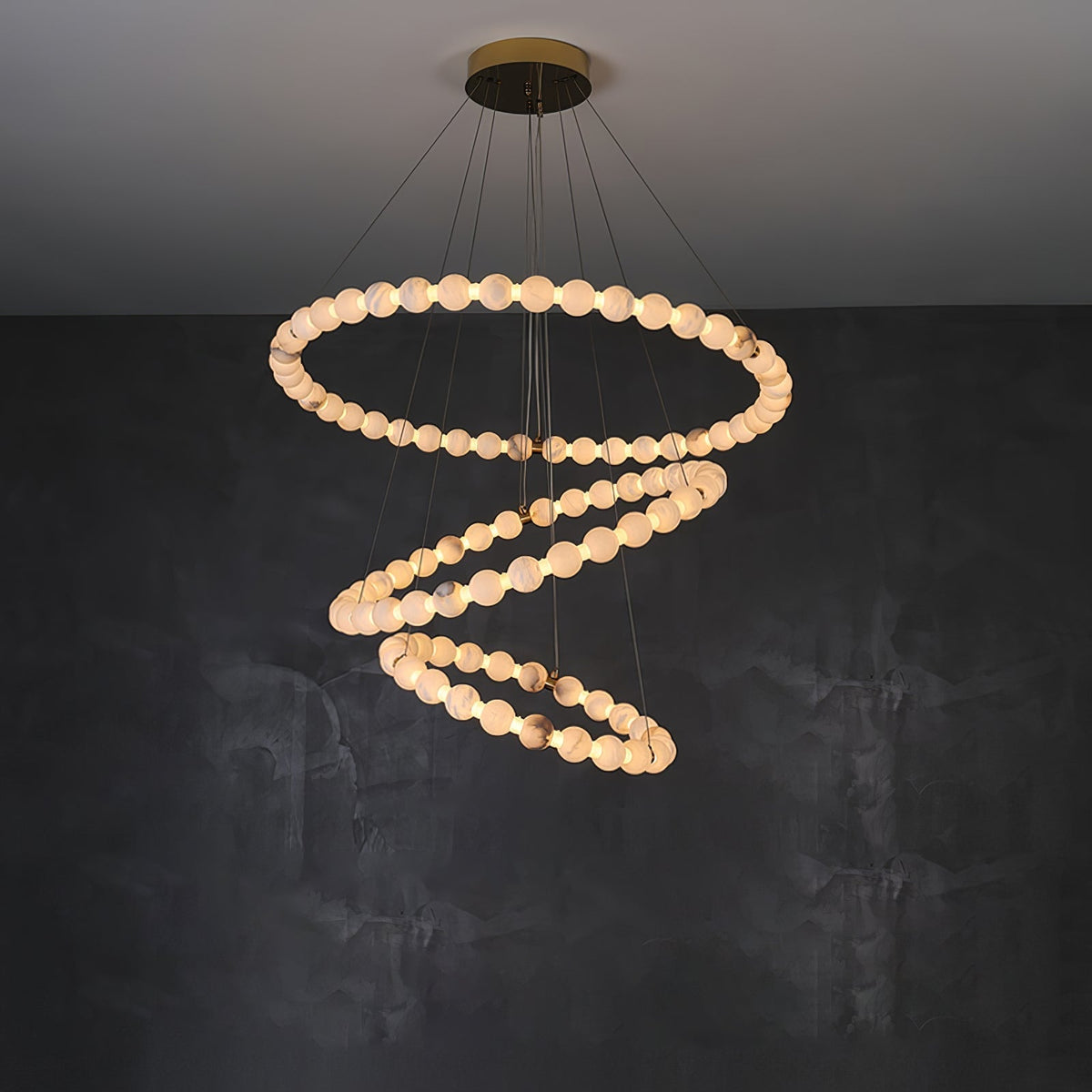 Alabaster Orb Ring Chandelier - ∅ 23.6″ x H 2.4″Gold & WhiteWarm Lightgayusan