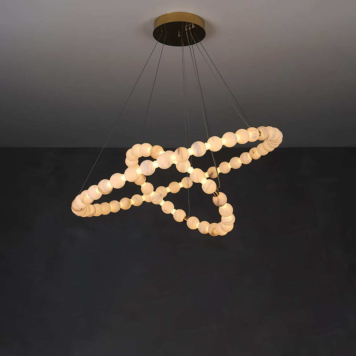 Alabaster Orb Ring Chandelier - ∅ 23.6″ x H 2.4″Gold & WhiteWarm Lightgayusan