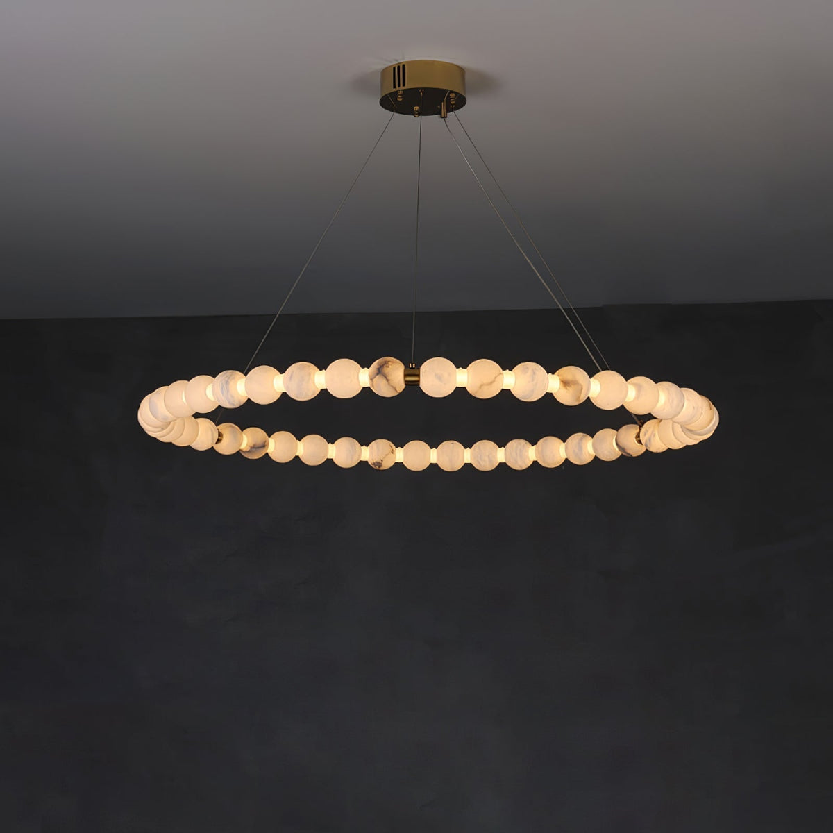 Alabaster Orb Ring Chandelier - ∅ 31.5″ x H 2.4″Gold & WhiteWarm Lightgayusan