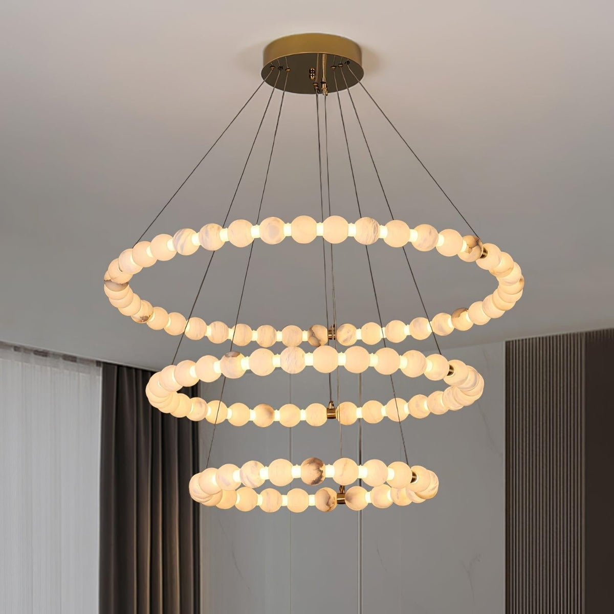 Alabaster Orb Ring Chandelier - ∅ 23.6″ x H 2.4″Gold & WhiteWarm Lightgayusan