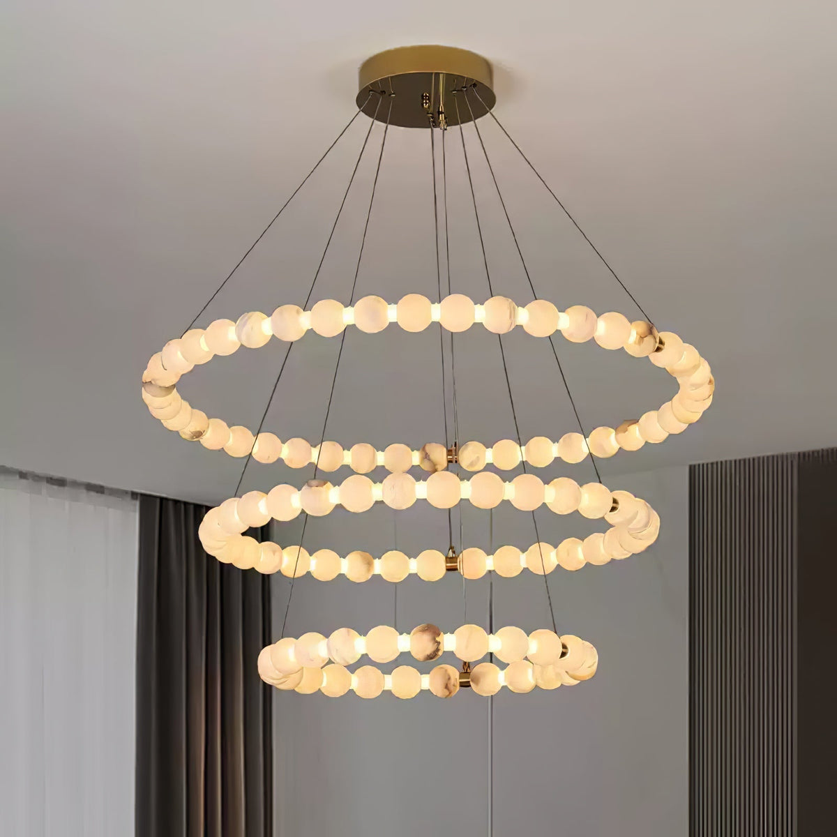 Alabaster Orb Ring Chandelier - ∅ 23.6″ x H 2.4″Gold & WhiteWarm Lightgayusan