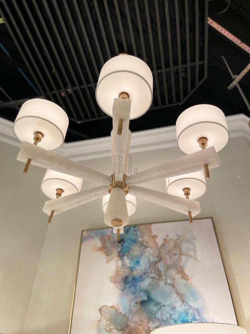 Alabaster Six - Light Chandelier - gayusan
