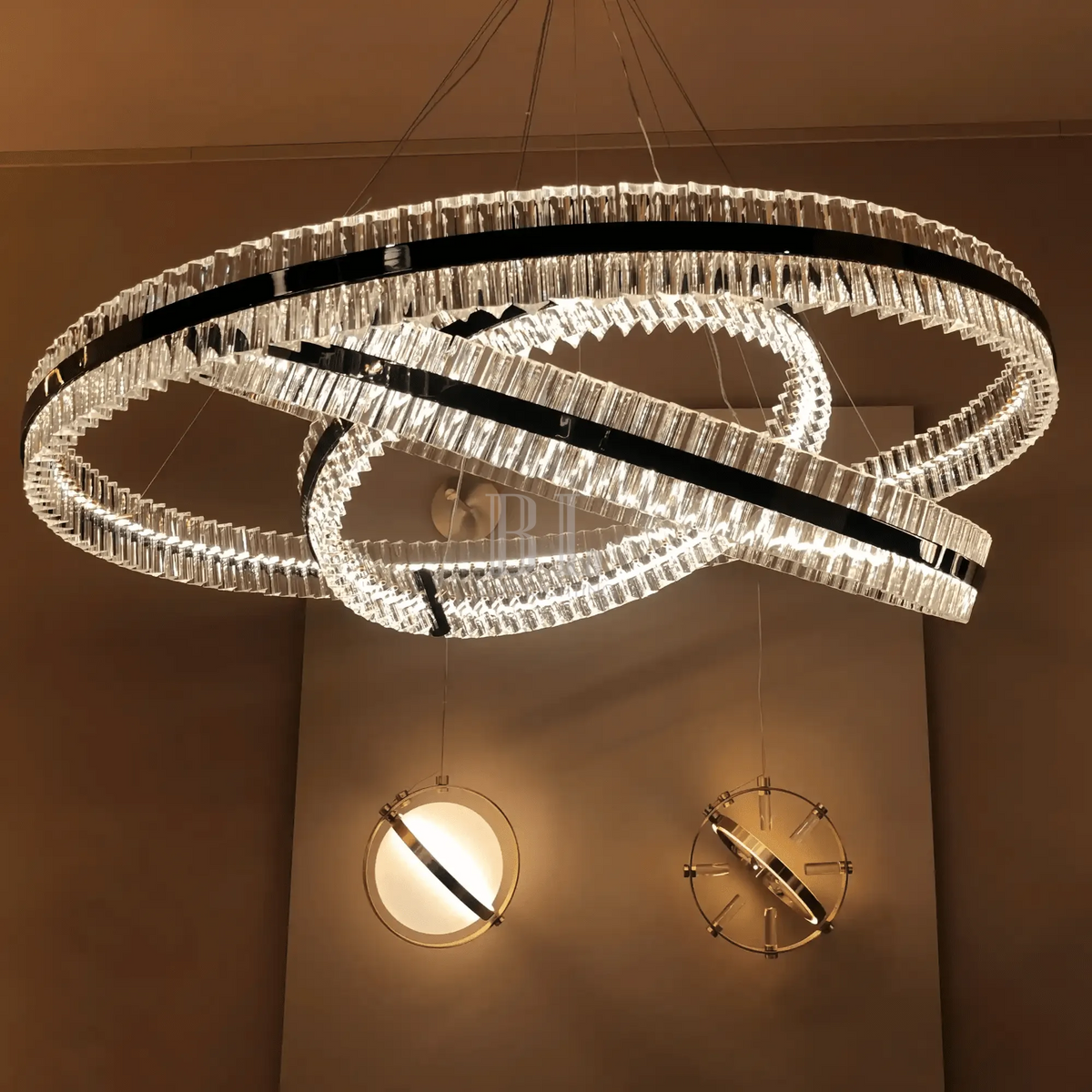 Aquinox 3 - Tier Round Crystal Ring LED Chandelier - 28" DiameterMatte Blackgayusan