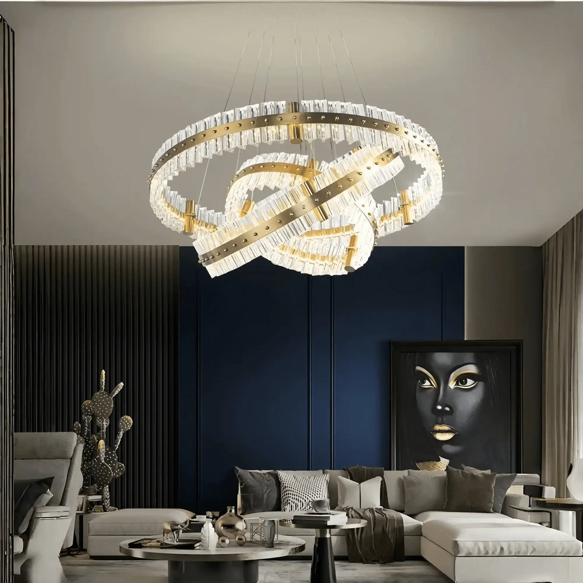 Aquinox 3 - Tier Round Crystal Ring LED Chandelier - 28" DiameterLacquered Brassgayusan