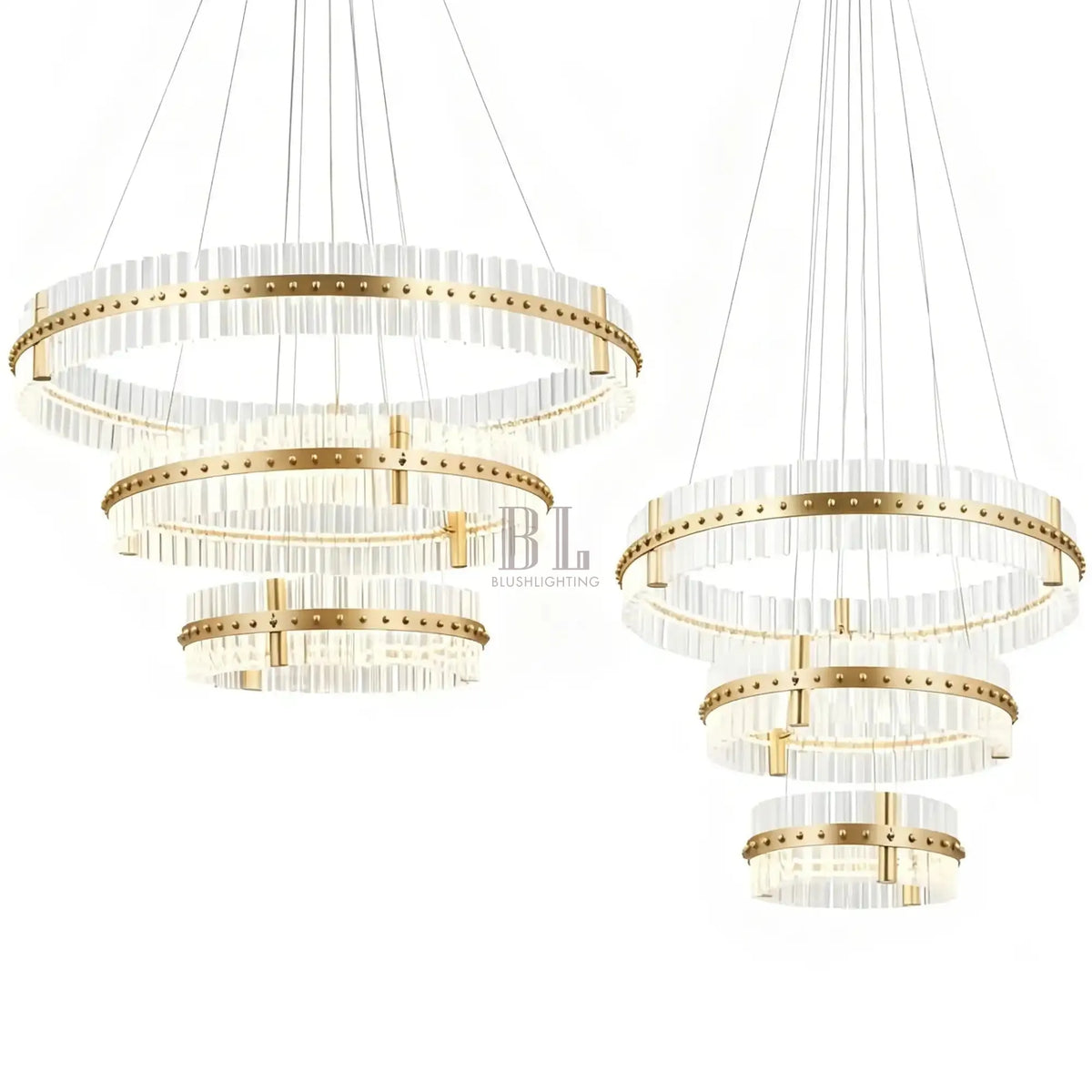 Aquinox 3 - Tier Round Crystal Ring LED Chandelier - 28" DiameterPolished Nickelgayusan