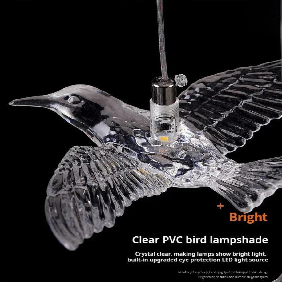 Bird Spiral Long Led Chandelier for Staircase and Foyer - Gold6 LightsCool white 6000Kgayusan
