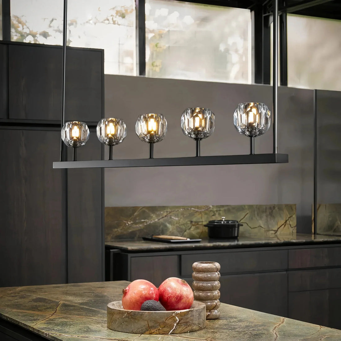 Bouble De Crystal Ball Linear Chandelier 48" 60"-Blushlighting