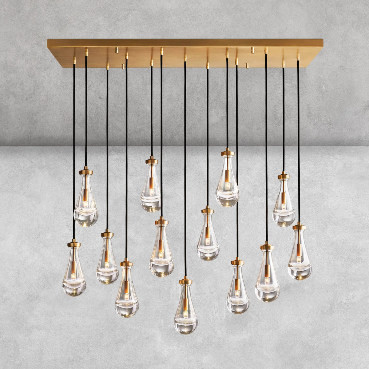 Raindrop Glass Linear Chandelier 54'' 72''
