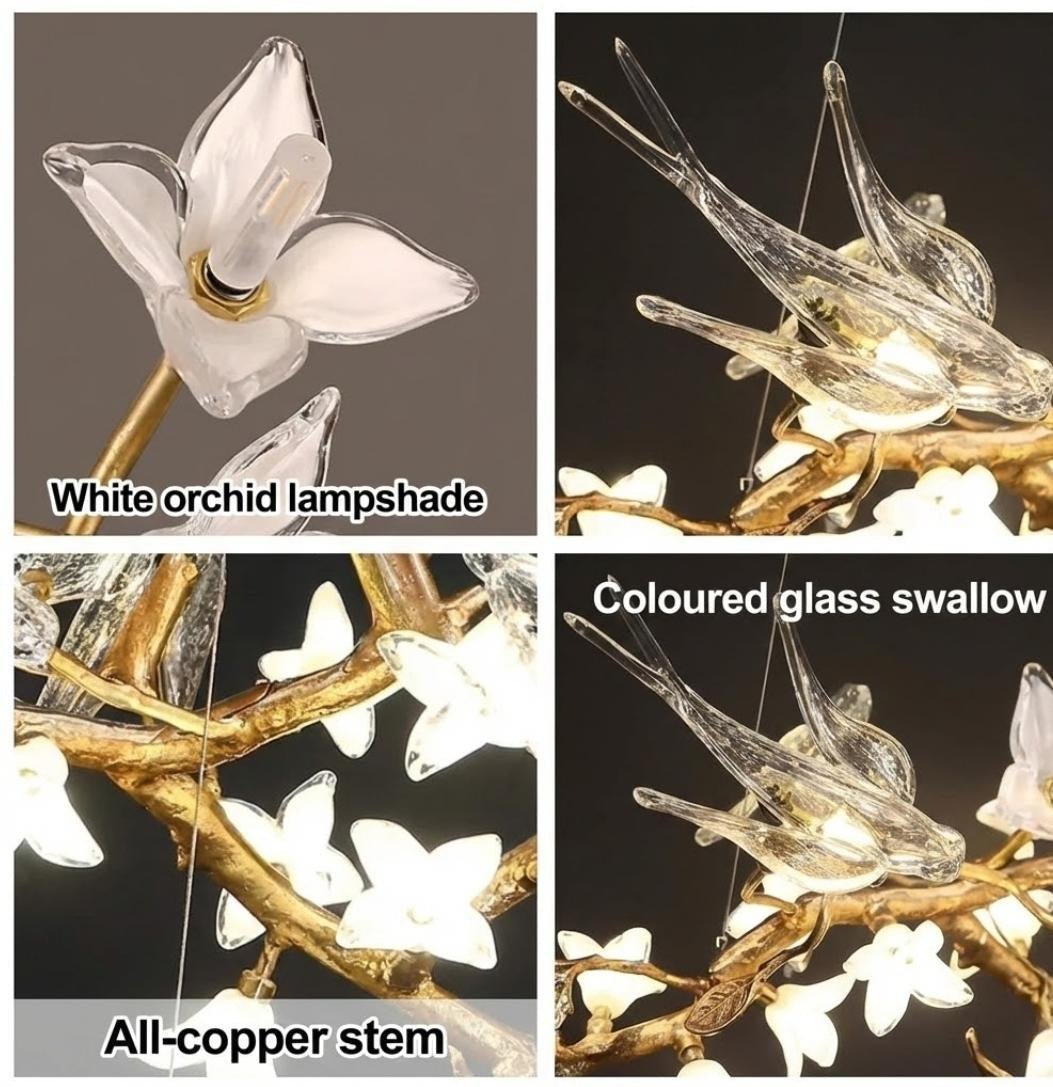 Calyx Bird Branch Chandelier for Dining Room - Copper49.2" (125cm)Warm White 3000Kgayusan