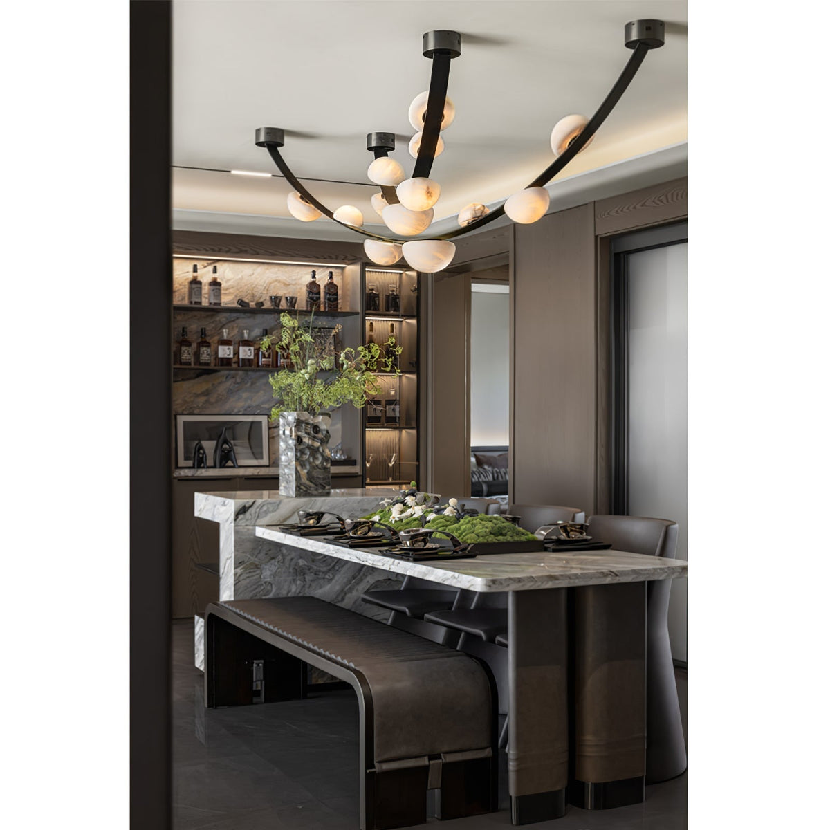Dew Drops Alabaster Chandelier - L 188cm x H 120cm / L 74″ x H 47.2″Black & WhiteWarm Lightgayusan